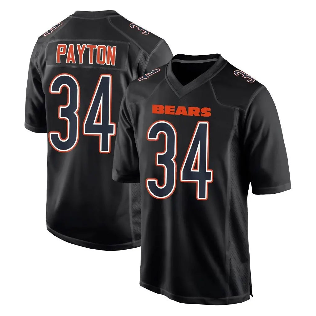 CAdoa C.Bears #34 Walter Payton Player Carbon Black Fashion Game Stitched Jerseys