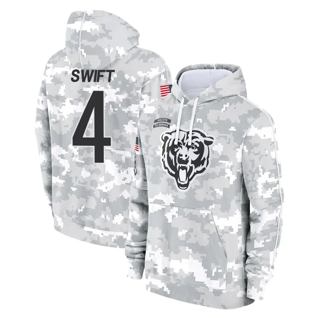 CAdoa C.Bears #4 D'Andre Swift Player Arctic Camo Salute to Service Pullover Hoodies Limited Stitched Jerseys