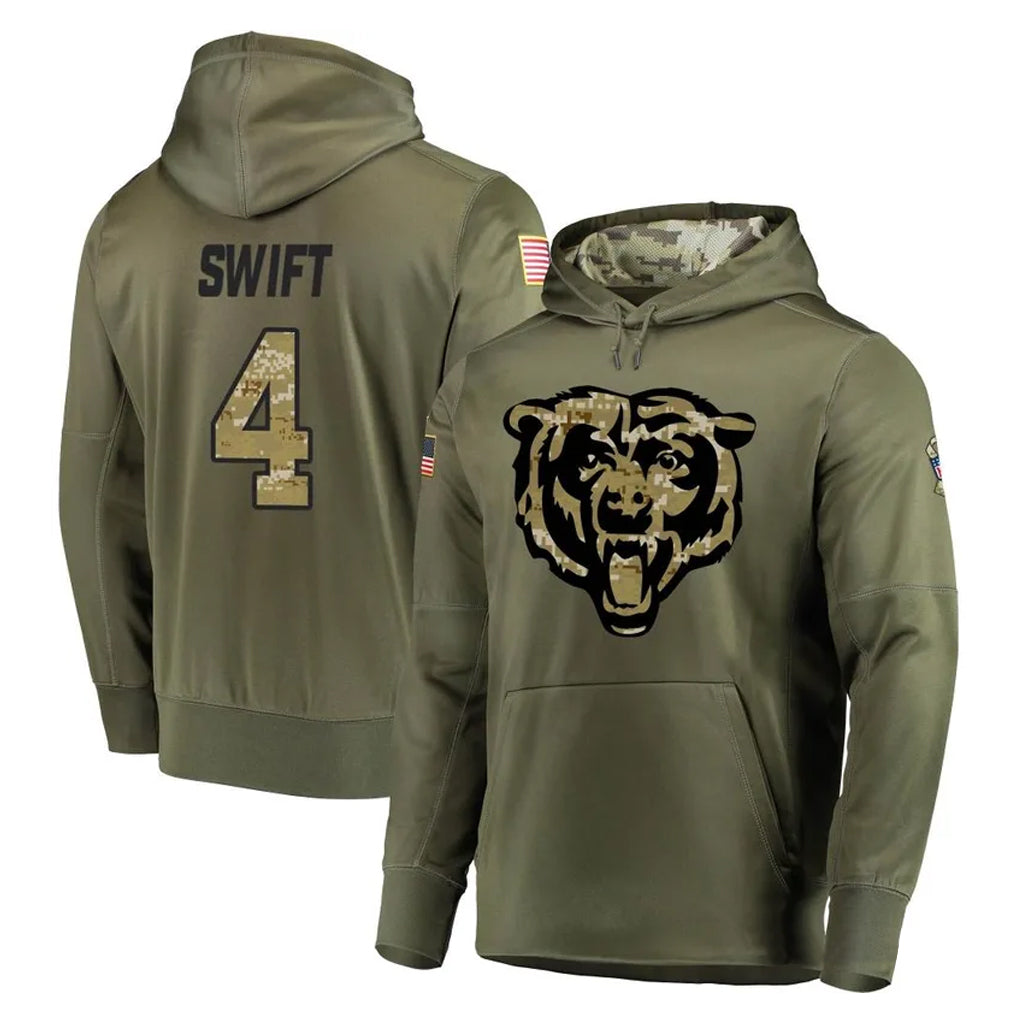 CAdoa C.Bears #4 D'Andre Swift Player Olive Salute to Service Pullover Hoodies Home Game Stitched Jerseys