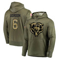 CAdoa C.Bears #6 Kyler Gordon Player Olive Salute to Service Pullover Hoodies Home Game Stitched Jerseys