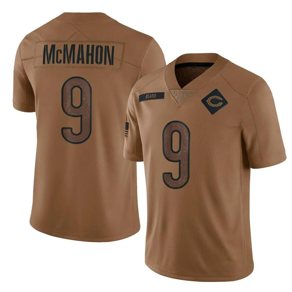 CAdoa C.Bears #9 Jim McMahon Player Brown Salute to Service Limited Stitched Jerseys