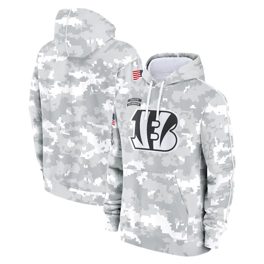 CAdoa C.Bengals Arctic Camo Salute to Service Pullover Hoodie Limited Blank Player Stitched Jerseys