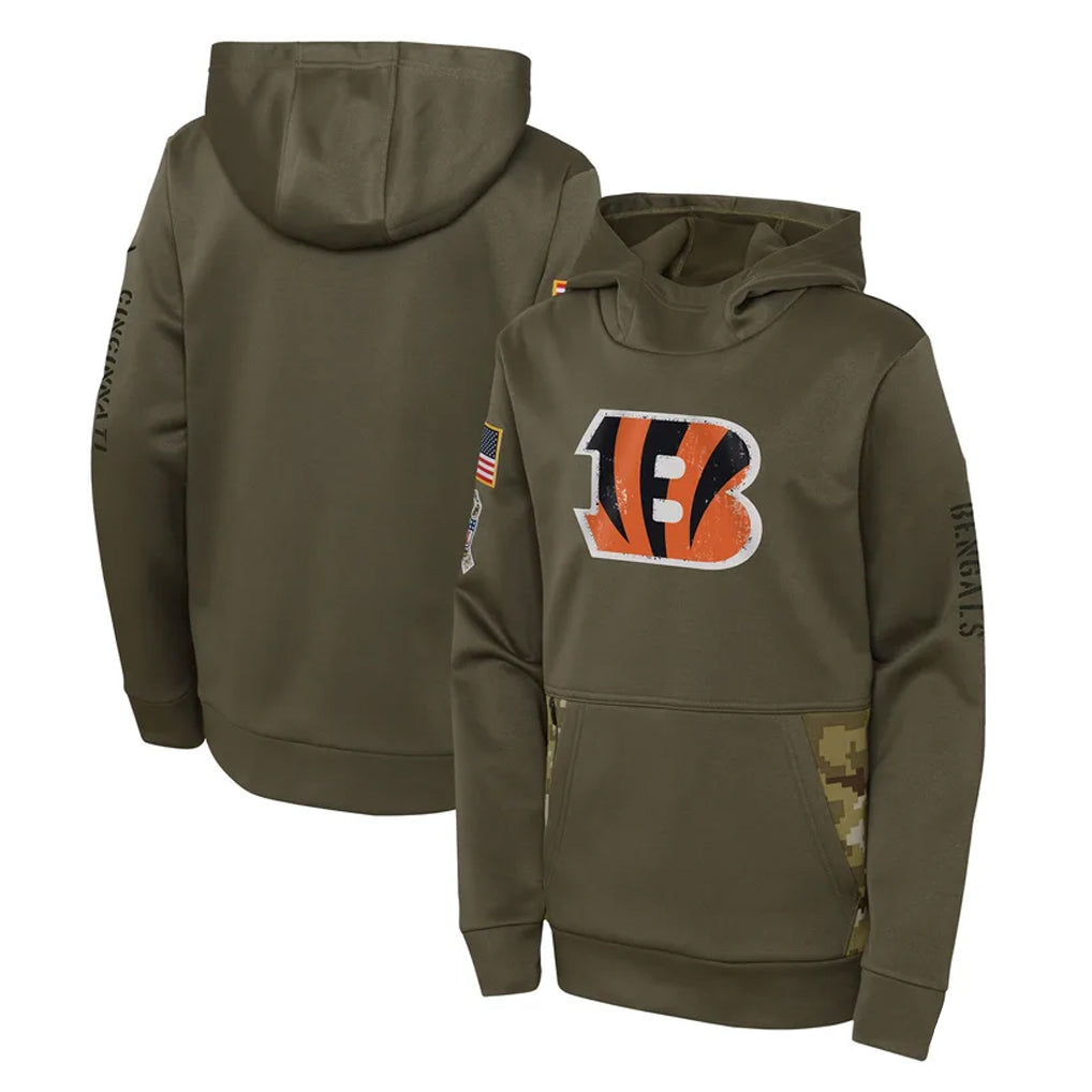 CAdoa C.Bengals Olive Salute to Service Performance Pullover Hoodie Blank Player Stitched Jerseys