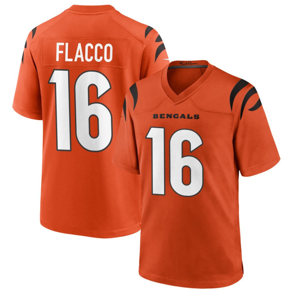 CAdoa C.Bengals #16 Joe Flacco Player Orange Home Game Stitched Jerseys