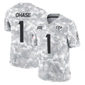CAdoa C.Bengals #1 Ja'Marr Chase Player Arctic Camo Salute to Service Limited Stitched Jerseys