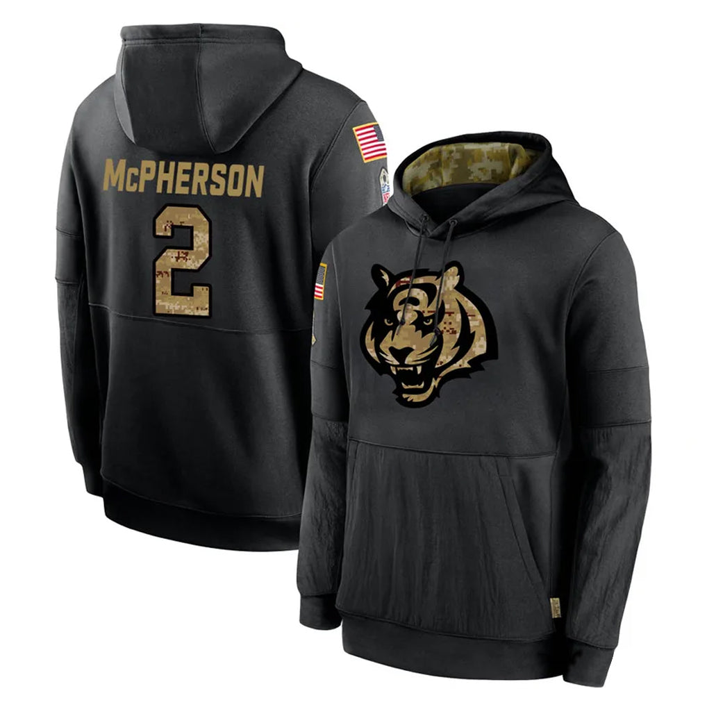 CAdoa C.Bengals #2 Evan McPherson Player Black Salute to Service Pullover Hoodies Limited Stitched Jerseys