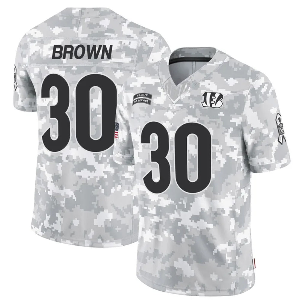 CAdoa C.Bengals #30 Chase Brown Player Arctic Camo Salute to Service Limited Stitched Jerseys