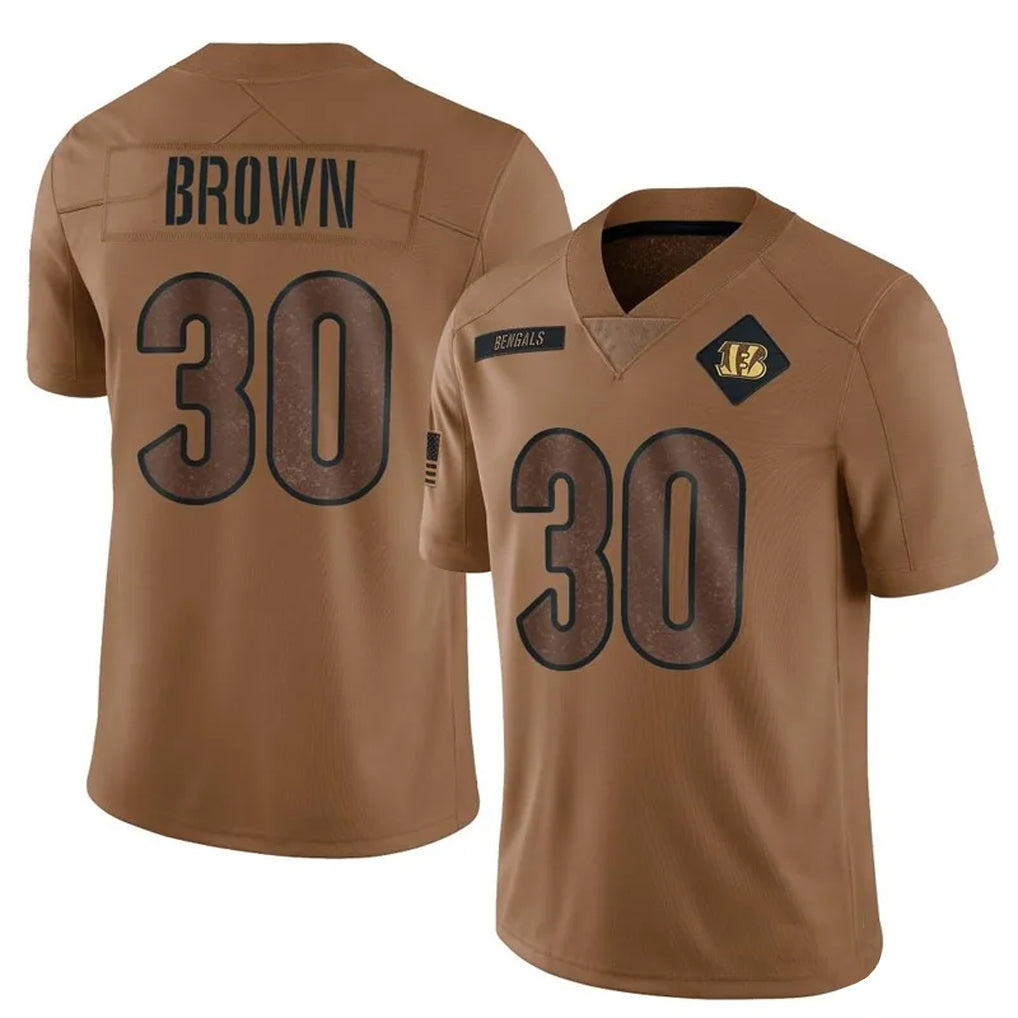 CAdoa C.Bengals #30 Chase Brown Player Brown Salute To Service Limited Stitched Jerseys