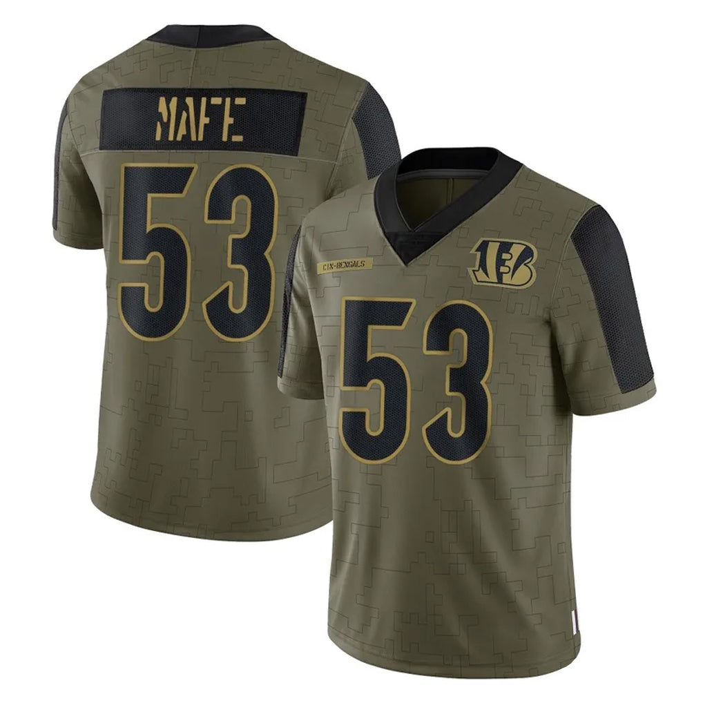 CAdoa C.Bengals #53 Boye Mafe Player Olive Salute to Service Game Stitched Jerseys