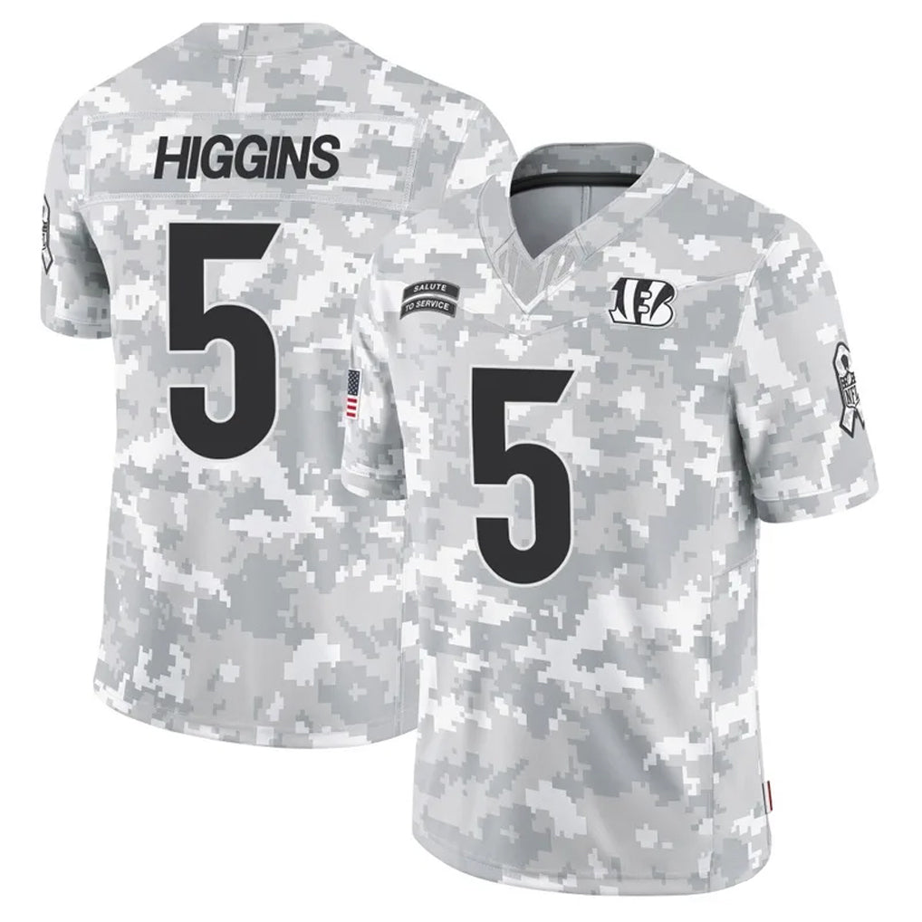 CAdoa C.Bengals #5 Tee Higgins Player Arctic Camo Salute to Service Limited Stitched Jerseys
