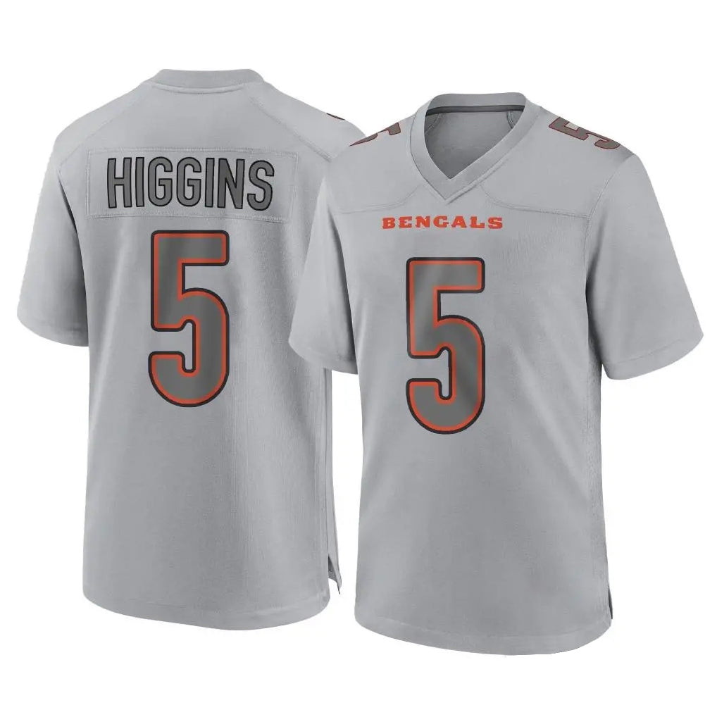 CAdoa C.Bengals #5 Tee Higgins Player Gray Atmosphere Fashion Game Stitched Jerseys