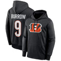 CAdoa C.Bengals #9 Joe Burrow Player Black Salute to Service Pullover Hoodies Game Stitched Jerseys