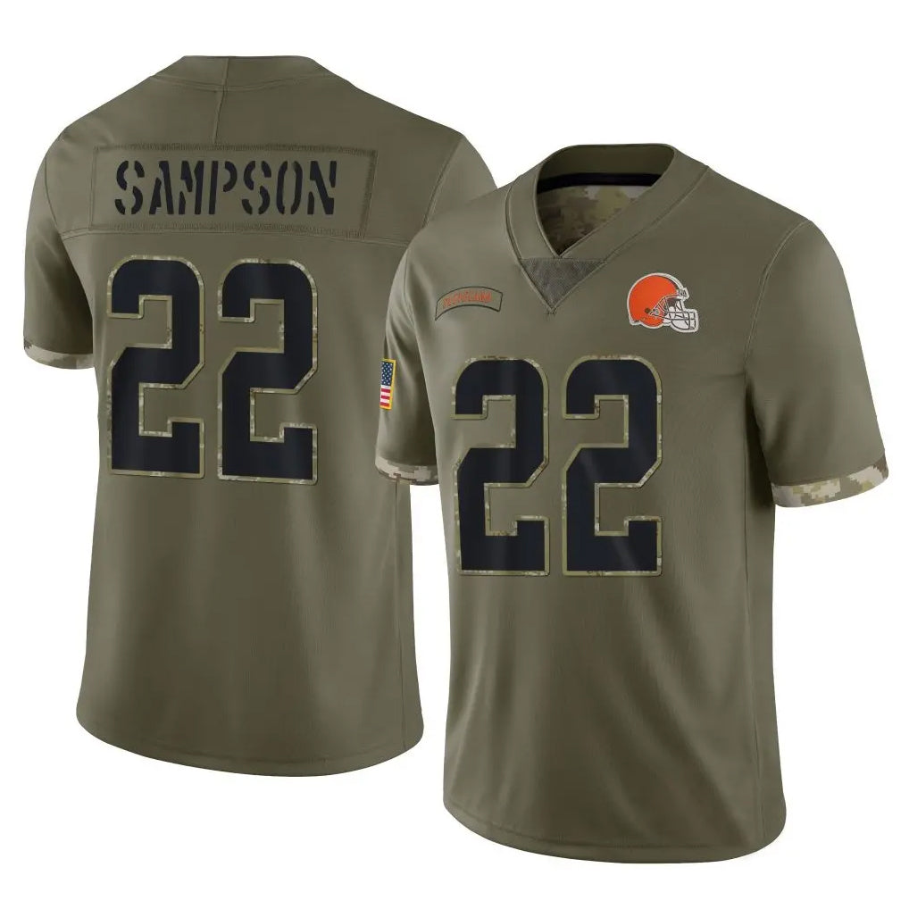 CAdoa C.Browns #22 Dylan Sampson Player Olive Salute to Service Limited Game Stitched Jerseys