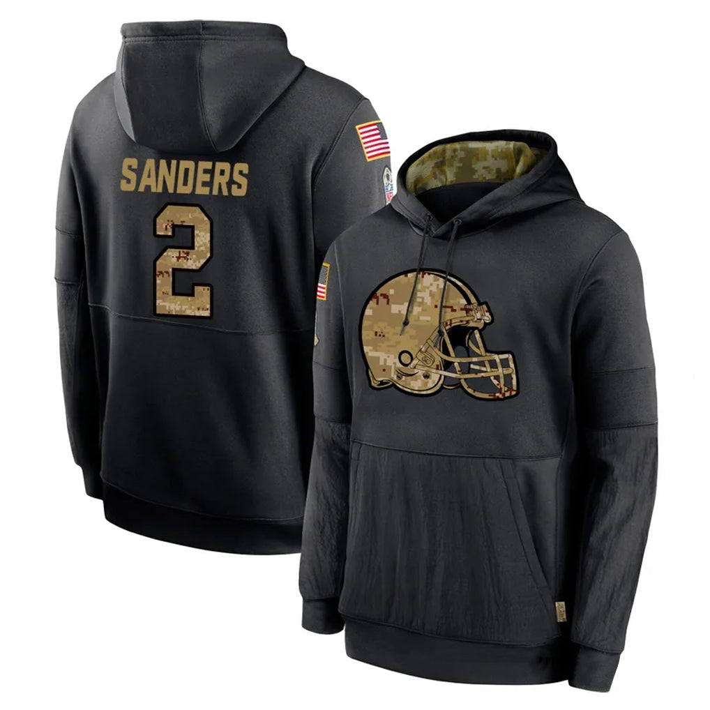 CAdoa C.Browns #2 Shedeur Sanders Player Black Salute to Service Pullover Hoodies Limited Stitched Jerseys