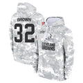 CAdoa C.Browns #32 Jim Brown Player Arctic Camo Salute to Service Hoodies Limited Game Stitched Jerseys