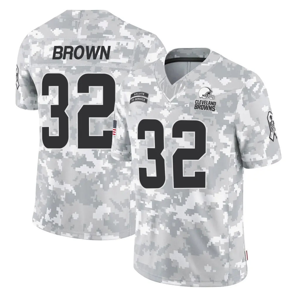 CAdoa C.Browns #32 Jim Brown Player Arctic Camo Salute to Service Limited Home Game Stitched Jerseys