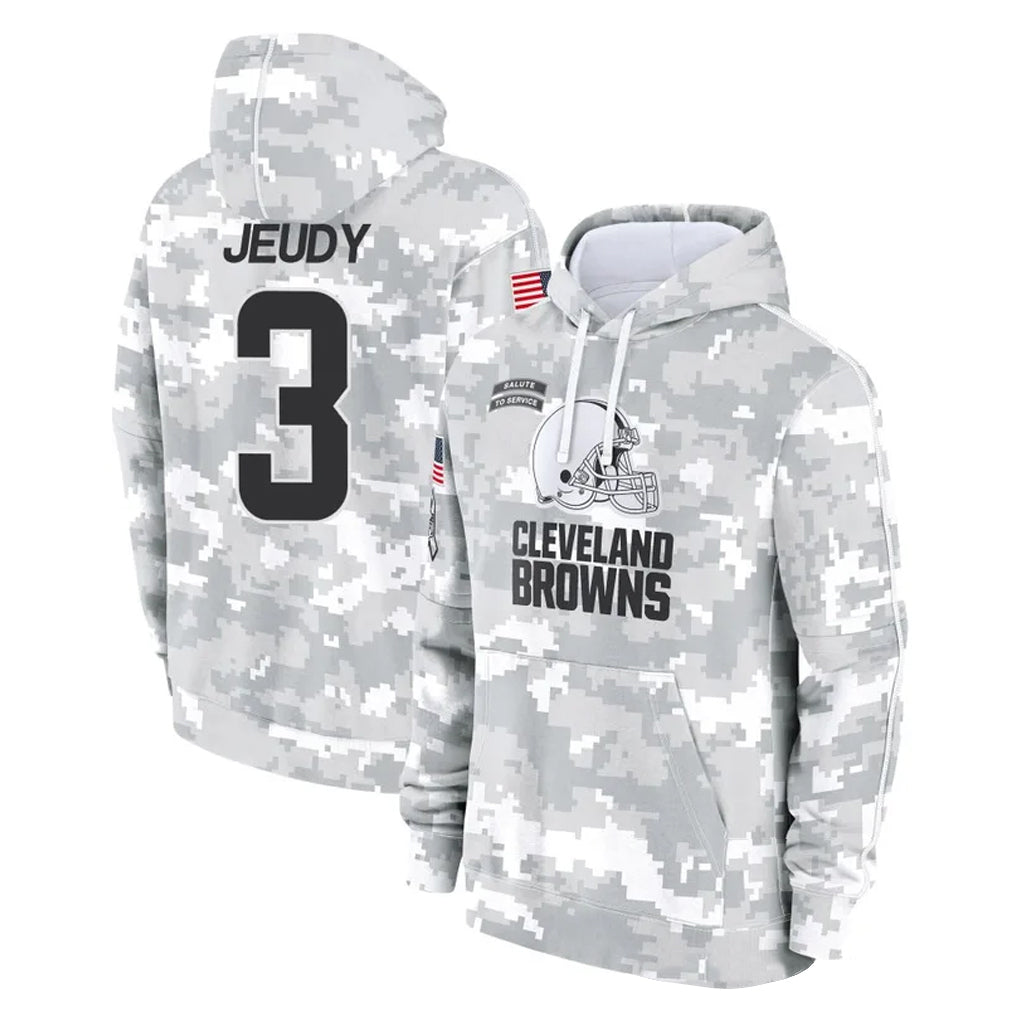 CAdoa C.Browns #3 Jerry Jeudy Player Arctic Camo Salute to Service Hoodies Limited Game Stitched Jerseys