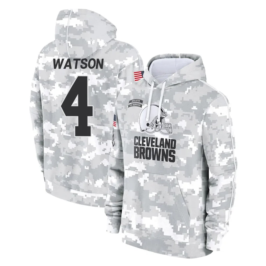 CAdoa C.Browns #4 Deshaun Watson Player Arctic Camo Salute to Service Hoodies Limited Game Stitched Jerseys