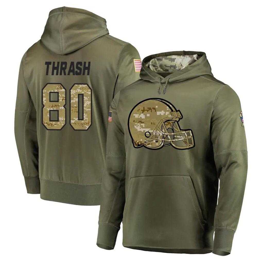 CAdoa C.Browns #80 Jamari Thrash Player Olive Salute to Service Pullover Hoodies Home Game Stitched Jerseys