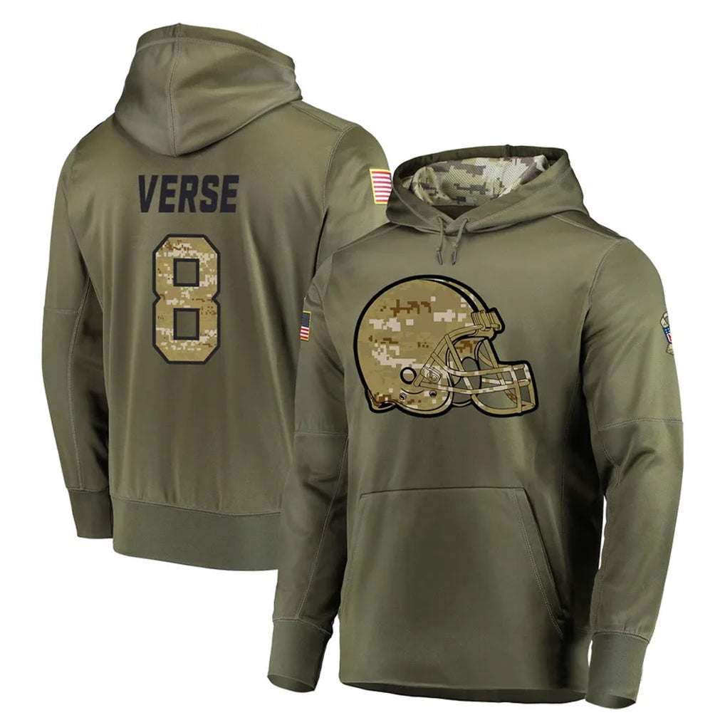 CAdoa C.Browns #8 Jared Verse Player Olive Salute to Service Pullover Hoodies Home Game Stitched Jerseys