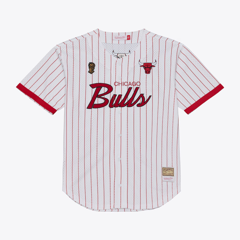 CAdoa C.Bulls Mitchell & Ness White Head Coach Pinstripe Mesh Full-Button Baseball Jerseys