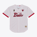 CAdoa C.Bulls Mitchell & Ness White Head Coach Pinstripe Mesh Full-Button Baseball Jerseys