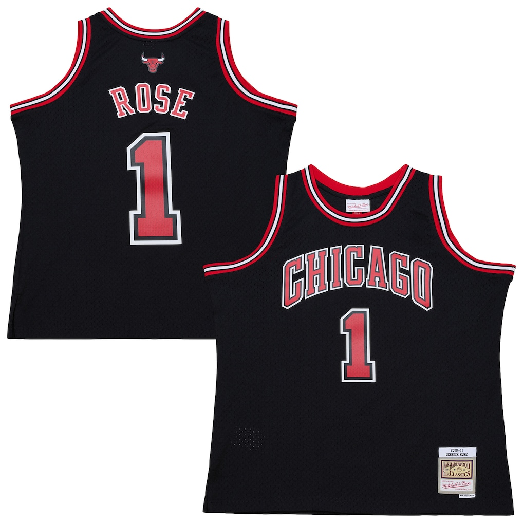 CAdoa C.Bulls #1 Derrick Rose Mitchell & Ness Black Big & Tall 2010-11 Swingman Jerseys