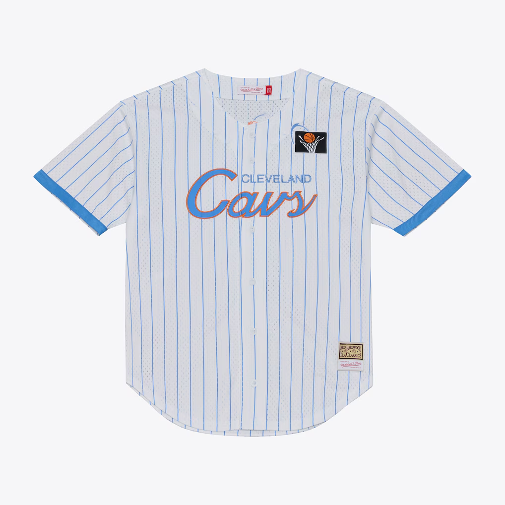CAdoa C.Cavaliers Mitchell & Ness White Head Coach Pinstripe Mesh Full-Button Baseball Jerseys