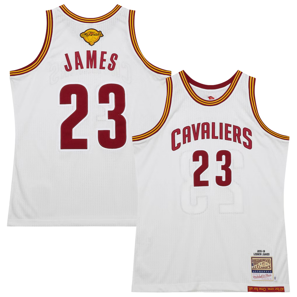 CAdoa C.Cavaliers #23 LeBron James Mitchell & Ness White 2015-16 Hardwood Classics Authentic Jerseys
