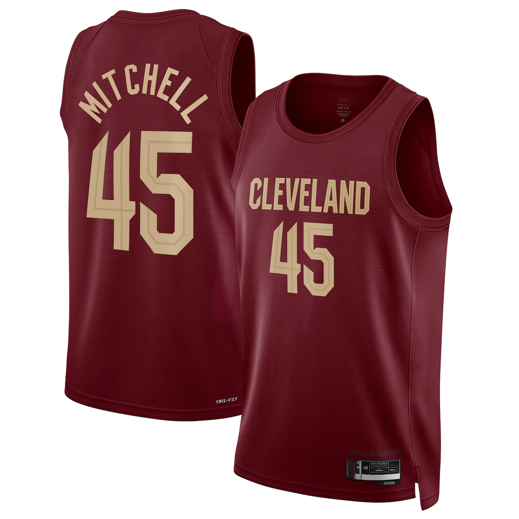 CAdoa C.Cavaliers #45 Donovan Mitchell Wine Swingman Jerseys - Icon Edition