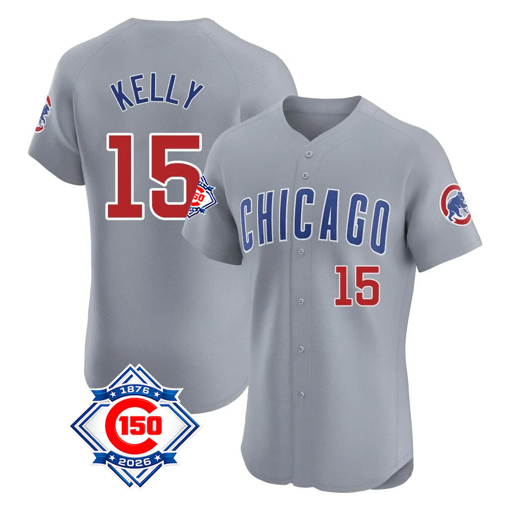 CAdoa C.Cubs #15 Carson Kelly Player Gray Road 150th Anniversary Limited Elite Home Stitched Jerseys