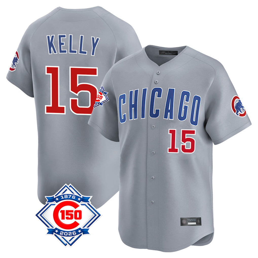 CAdoa C.Cubs #15 Carson Kelly Player Gray Road 150th Anniversary Limited Home Stitched Jerseys