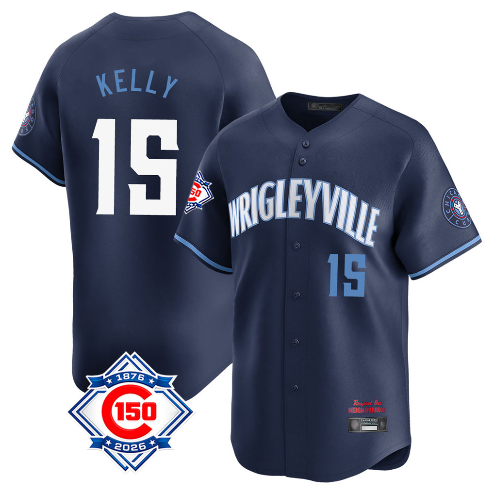 CAdoa C.Cubs #15 Carson Kelly Player Navy City Connect 150th Anniversary Limited Home Stitched Jerseys