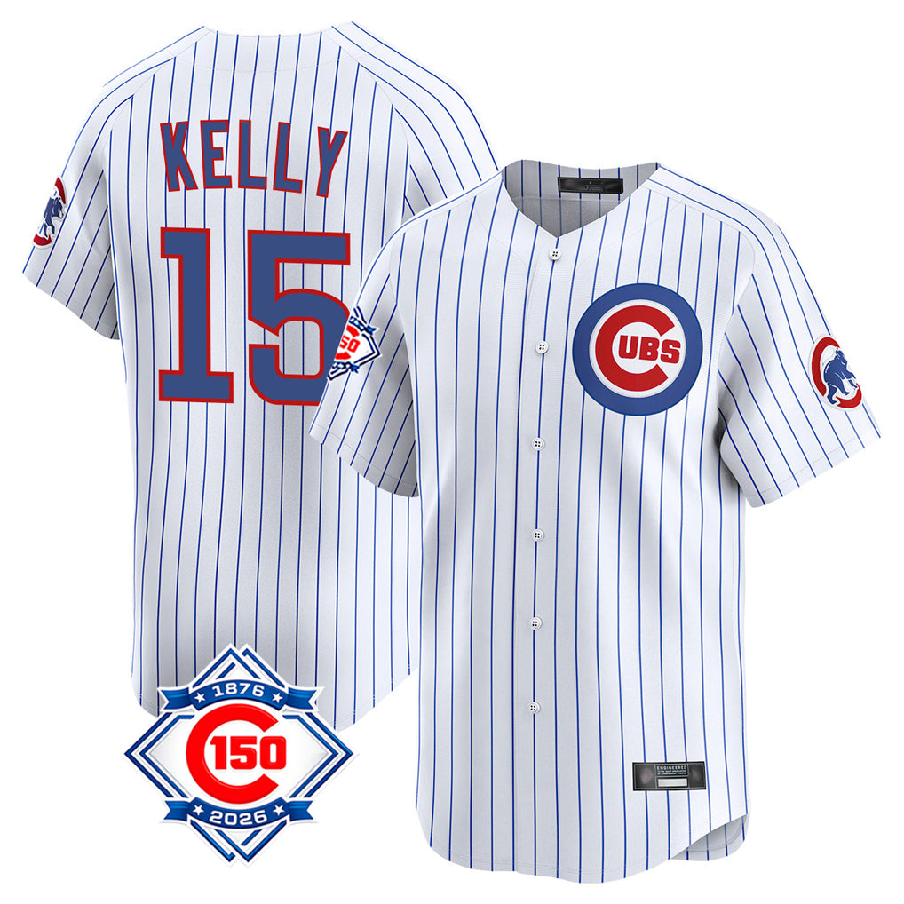 CAdoa C.Cubs #15 Carson Kelly Player White 150th Anniversary Limited Home Game Stitched Jerseys