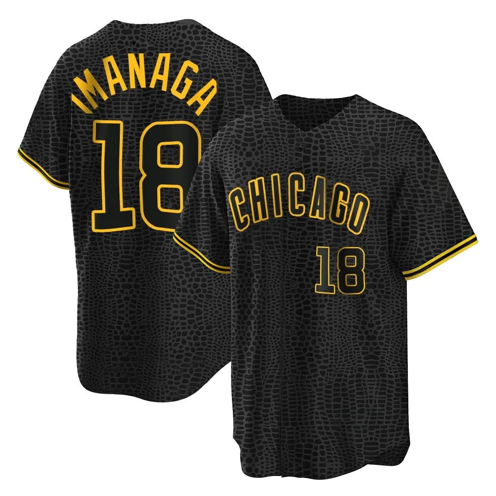 CAdoa C.Cubs #18 Shota Imanaga Player Black Snake Skin City Game Stitched Jerseys
