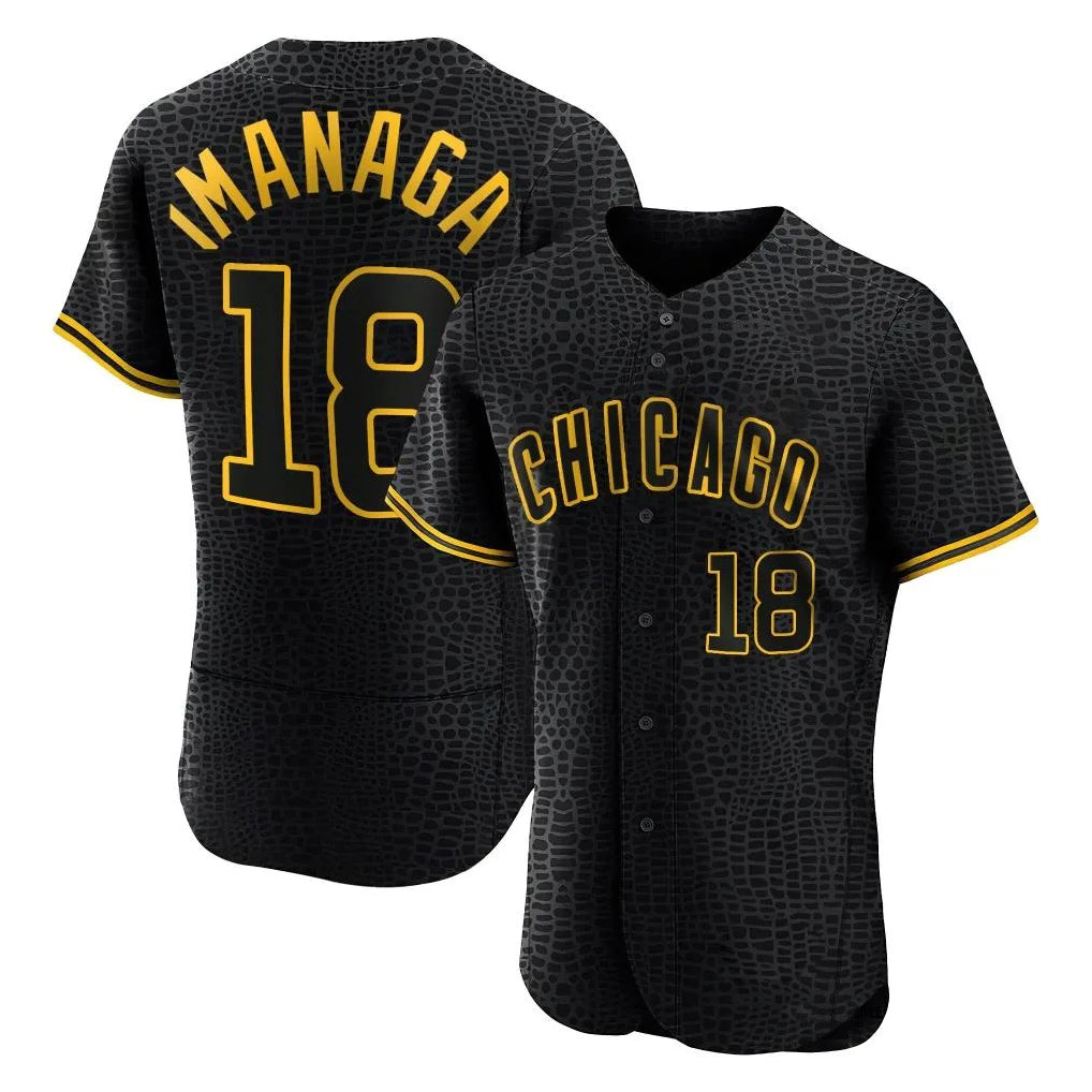 CAdoa C.Cubs #18 Shota Imanaga Player Black Snake Skin City Limited Elite Home Game Stitched Jerseys