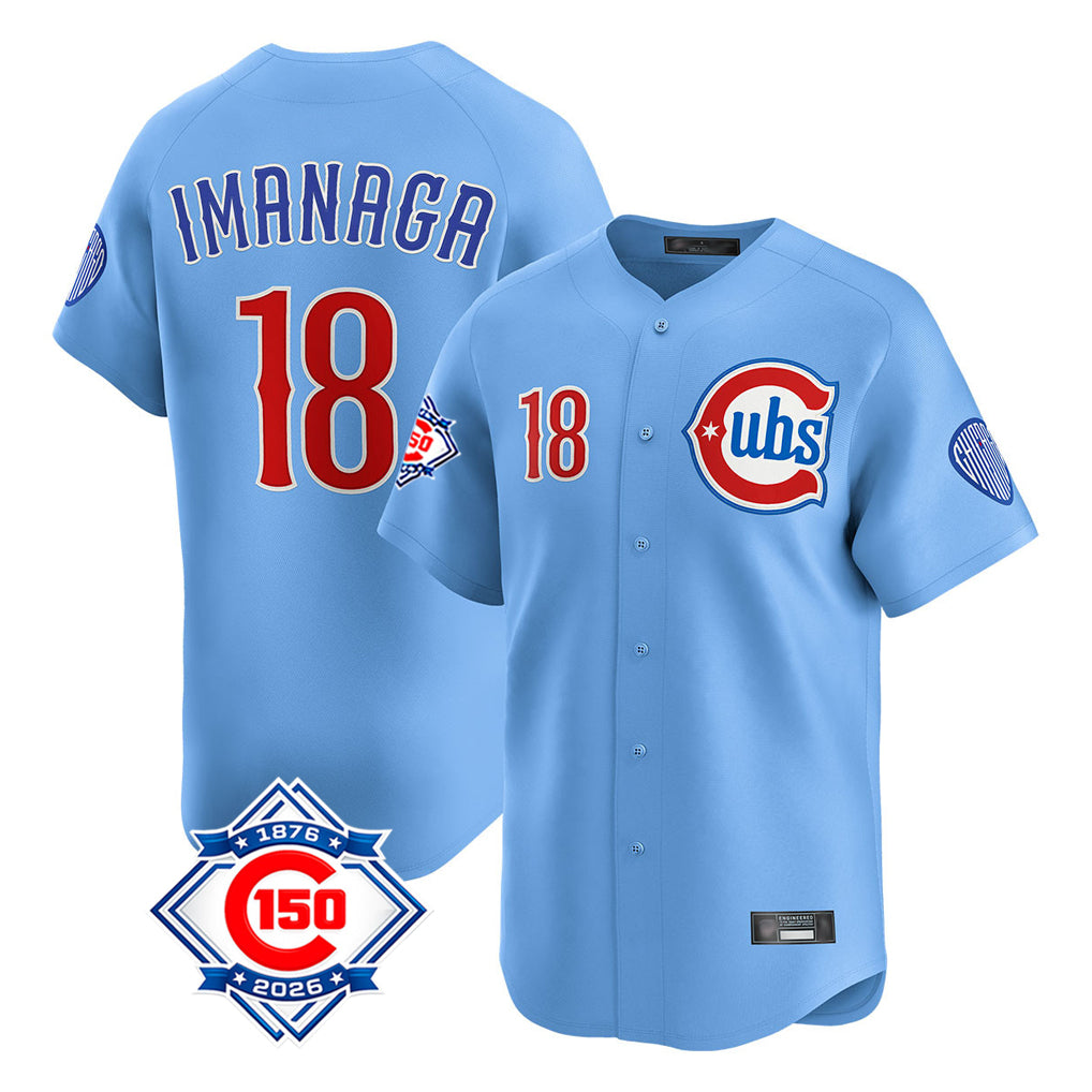 CAdoa C.Cubs #18 Shota Imanaga Player Light Blue 150th Anniversary Limited Home Stitched Jerseys