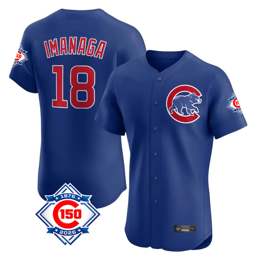CAdoa C.Cubs #18 Shota Imanaga Player Royal 150th Anniversary Limited Elite Home Stitched Jerseys