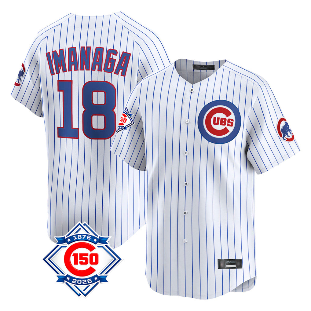 CAdoa C.Cubs #18 Shota Imanaga Player White 150th Anniversary Limited Home Game Stitched Jerseys