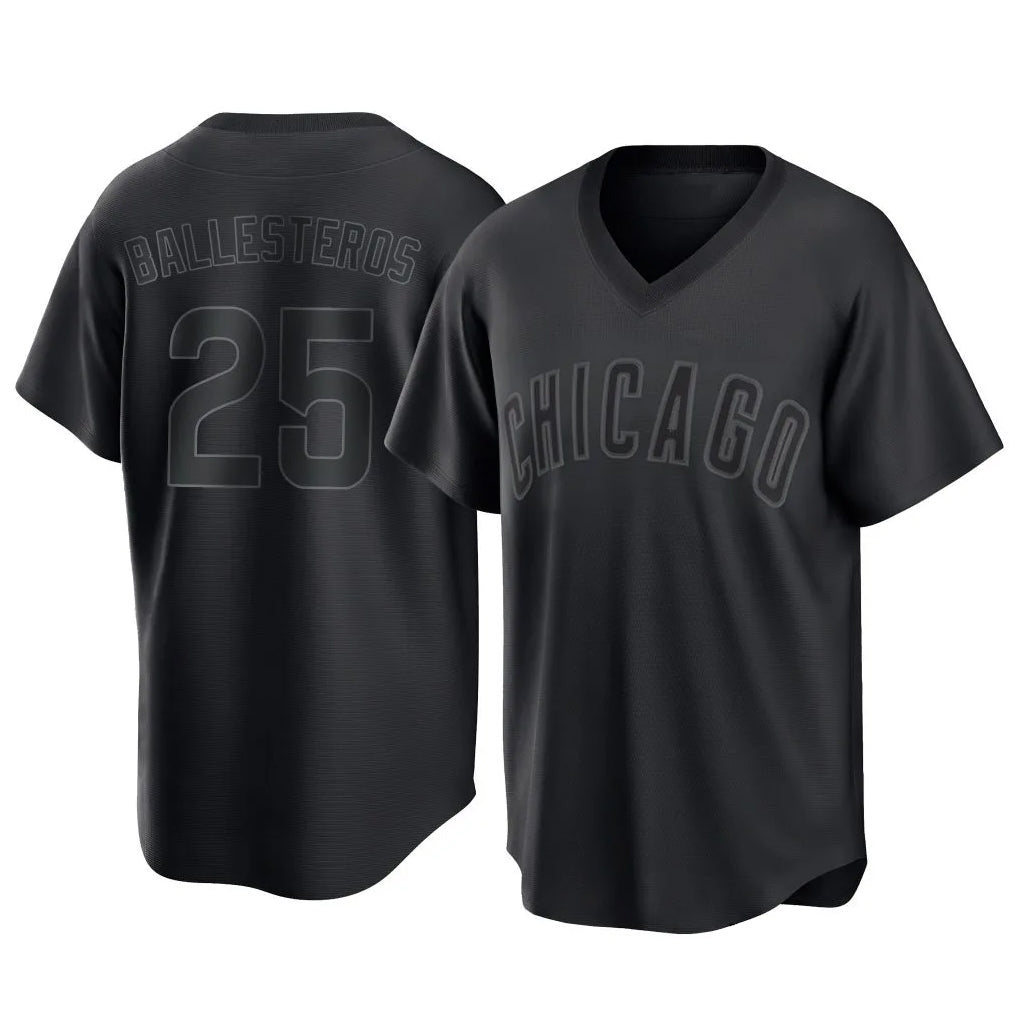 CAdoa C.Cubs #25 Mois¡§|s Ballesteros Player Black T-shirt Home Game Stitched Jerseys