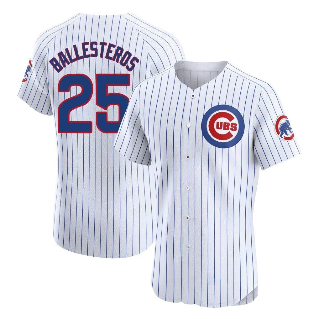 CAdoa C.Cubs #25 Mois¡§|s Ballesteros Player White Limited Elite Home Game Stitched Jerseys