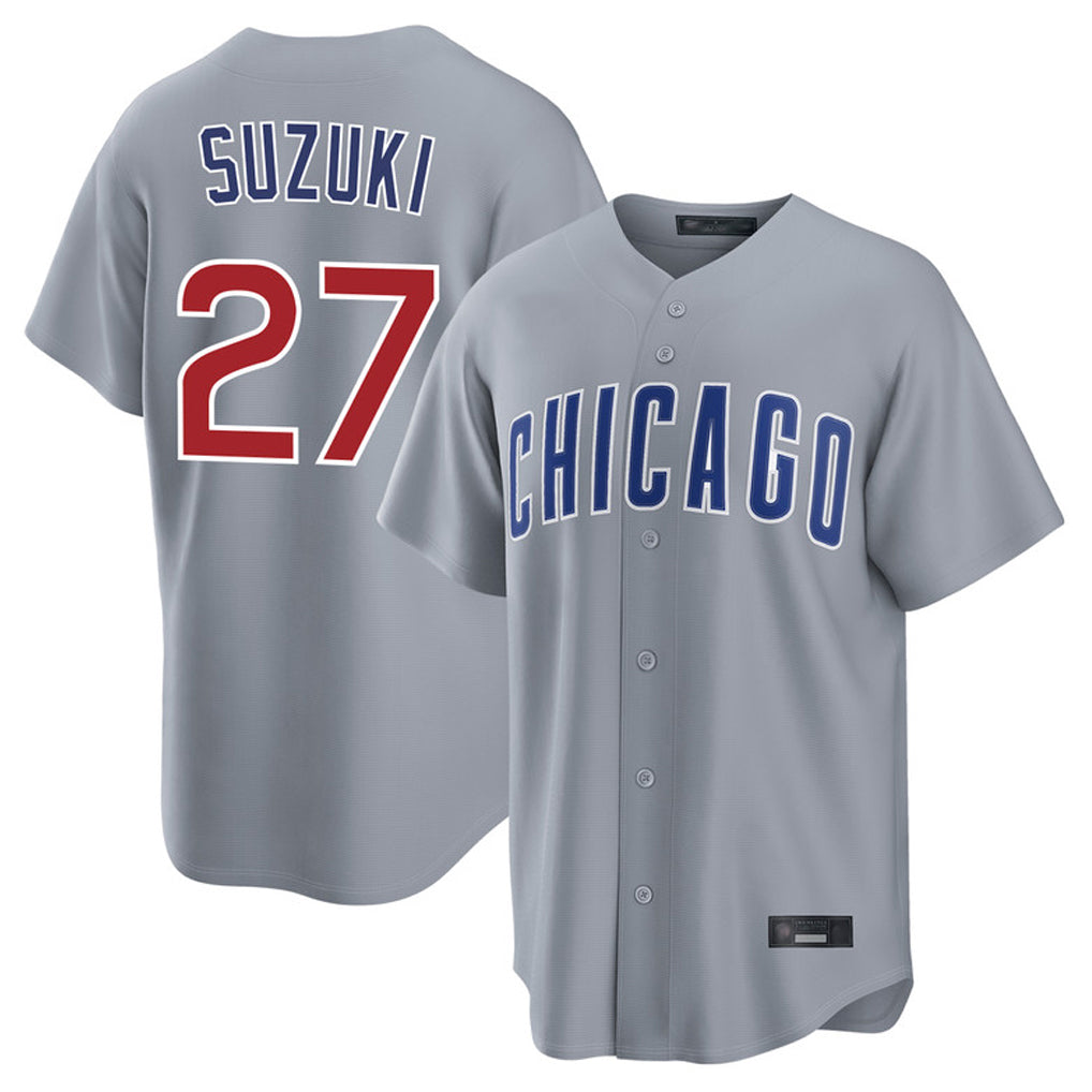 CAdoa C.Cubs #27 Seiya Suzuki Player Gray Home Game Stitched Jerseys