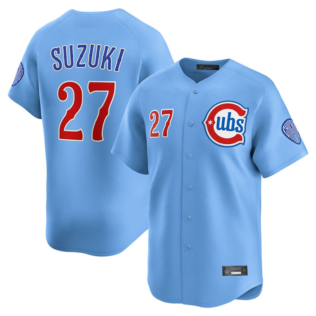 CAdoa C.Cubs #27 Seiya Suzuki Player Light Blue Limited Home Stitched Jerseys
