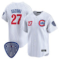 CAdoa C.Cubs #27 Seiya Suzuki Player White Pinstripe Vapor Premier Limited Home Stitched Jerseys