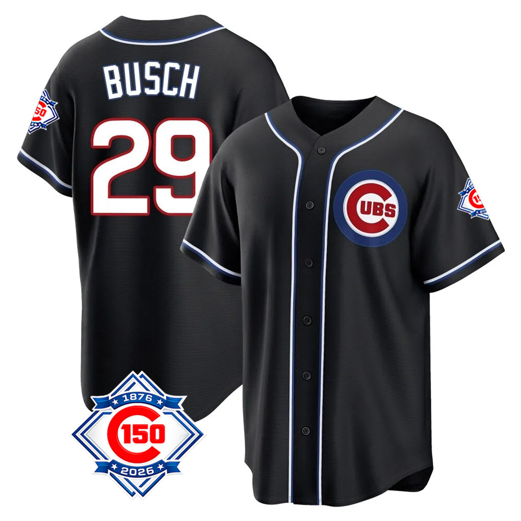 CAdoa C.Cubs #29 Michael Busch Player Black Fashion Out Game Stitched Jerseys