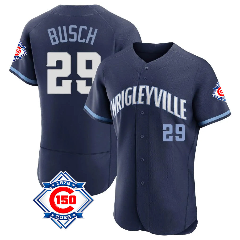 CAdoa C.Cubs #29 Michael Busch Player Navy City Connect 150th Anniversary Limited Elite Home Stitched Jerseys