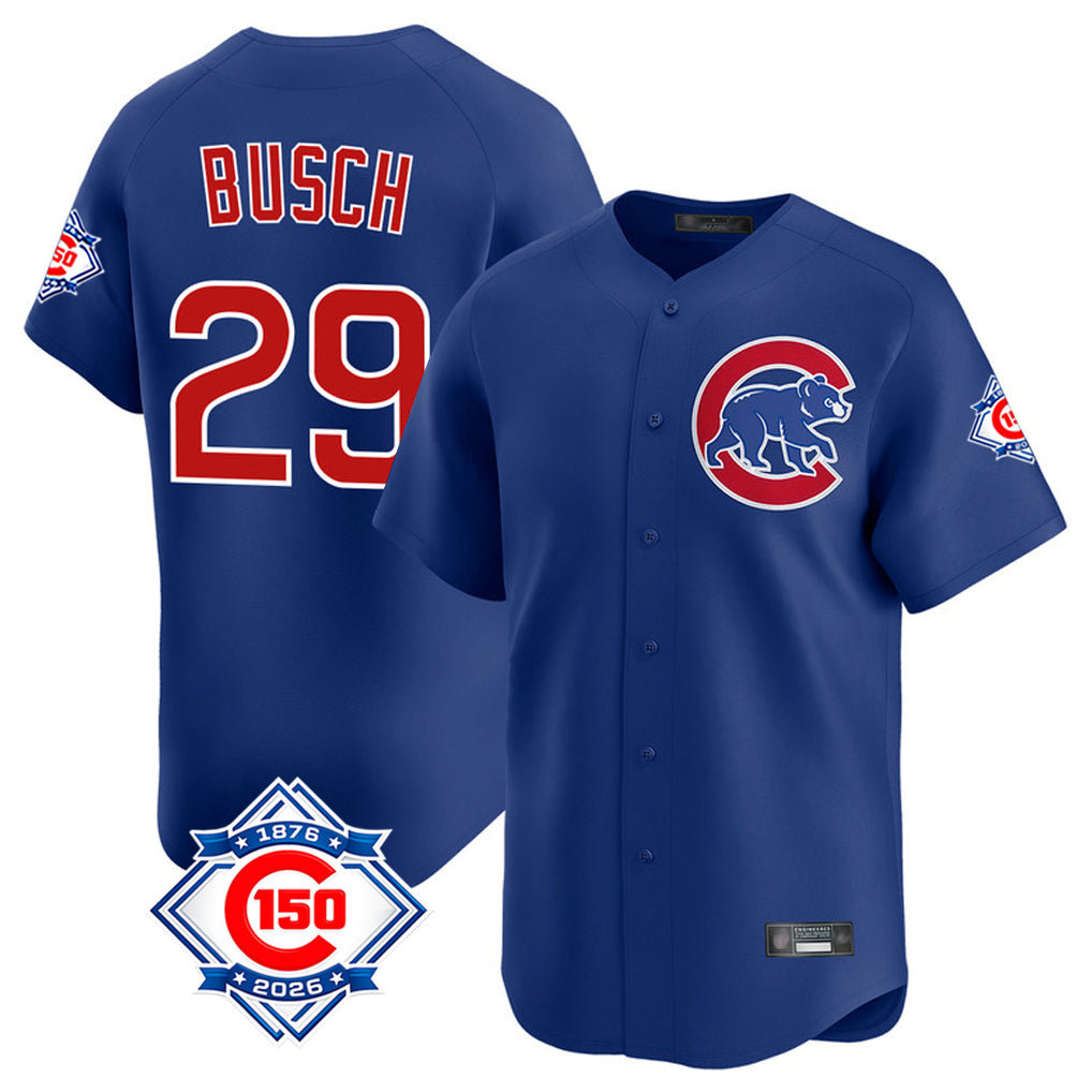 CAdoa C.Cubs #29 Michael Busch Player Royal 150th Anniversary Limited Home Stitched Jerseys