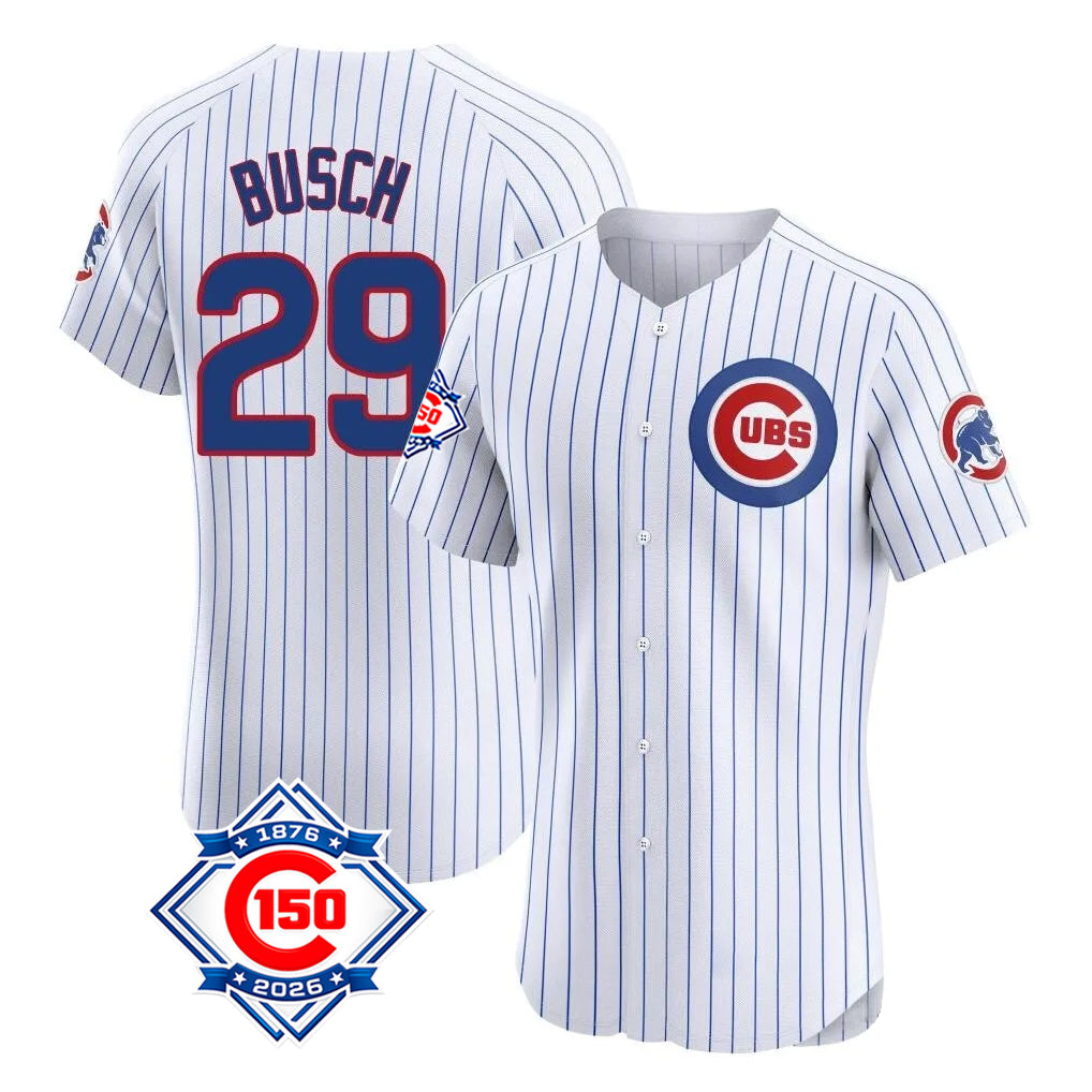 CAdoa C.Cubs #29 Michael Busch Player White 150th Anniversary Limited Elite Home Game Stitched Jerseys