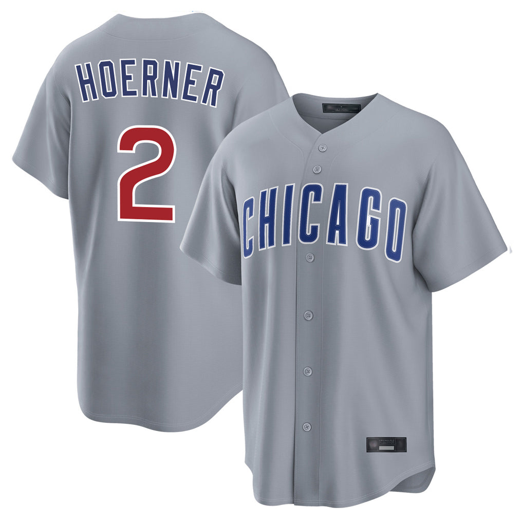 CAdoa C.Cubs #2 Nico Hoerner Player Gray Home Game Stitched Jerseys