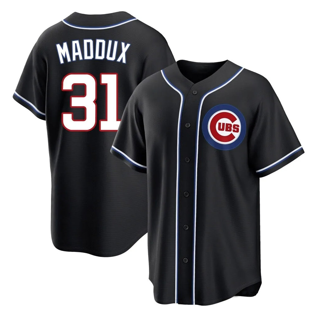 CAdoa C.Cubs #31 Greg Maddux Player Black Fashion Out Game Stitched Jerseys